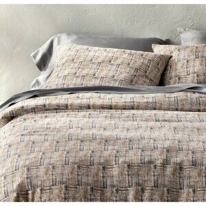 NEW Casaluna King Heavyweight Linen Blend Duvet Cover & Sham Set – Multi Neutral